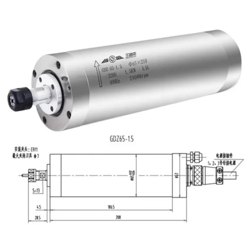 

【2026】CNC Spindle Motor 1.5KW Water Cooled Spindle Kit 65MM Clamp 220V VFD Inverter 80W Water Pump 9pcs ER11 Collet Chuck
