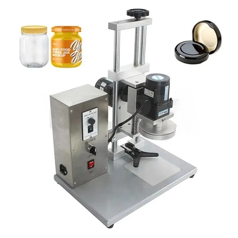 

HZPK Поворотная полуавтоматическая стеклянная и пластиковая бутылка с металлическим наконечником, завинчивающаяся крышка, укупорочная машина, стеклянная банка