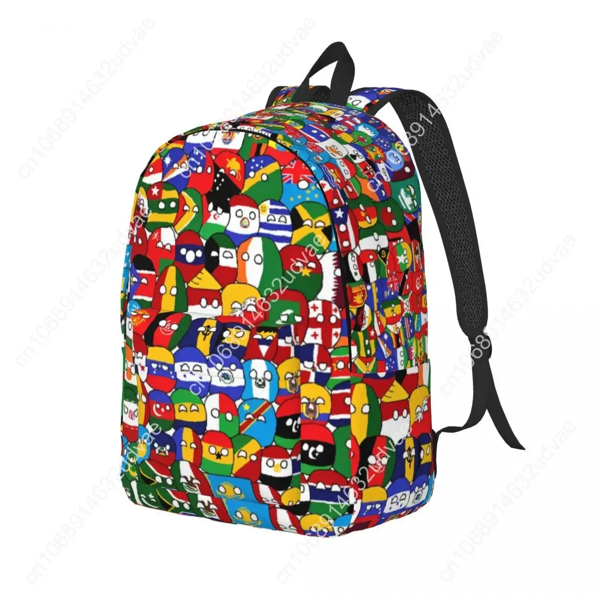 Tas Ransel Kartun Countryball Tas Buku Sekolah Tas Kanvas Negara-Negara Dunia Tas Taman Kanak-Kanak Prasekolah