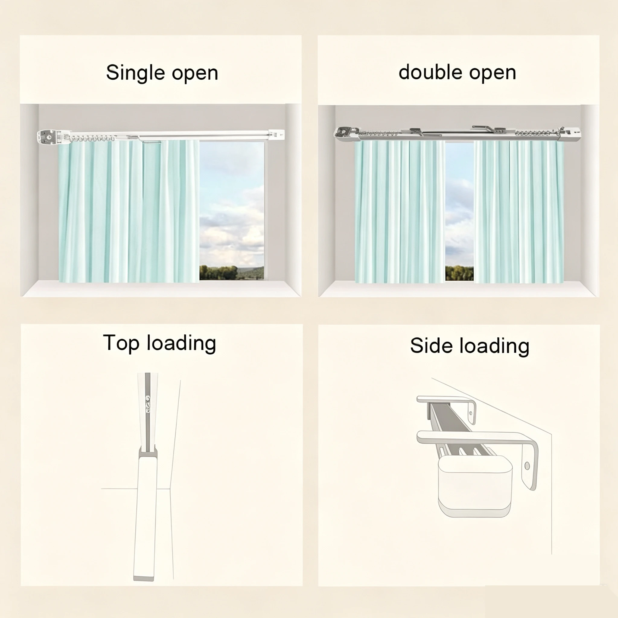 New! Customizable Super Silent Electric Automatic Curtain Track Rail Rod for Tuya WiFi Support Alexa Google Assistant Smart life