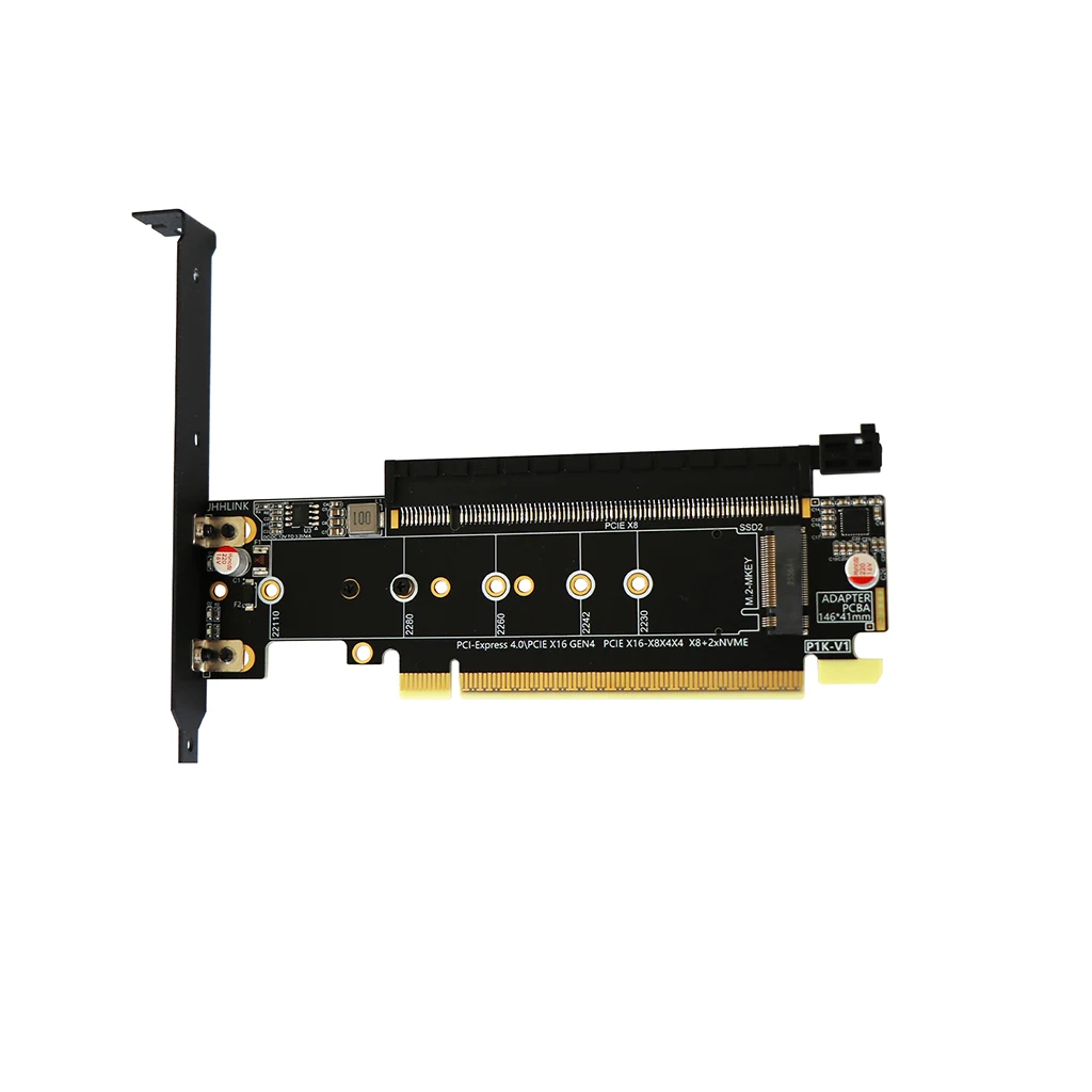

P1K PCIe 4.0 X16 Splitter Adapter Card PCIe X8 + 2×M.2 M-key NVMe SSD Expansion Card for M.2 NVMe 2230 2242 2260 2280 22110 SSD