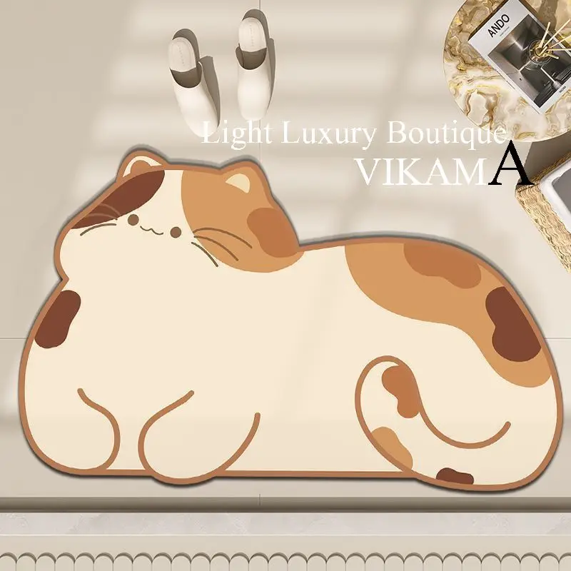 VIKAMA Cartoon Pet PVC Diatomite Water-absorbent Carpet Kitchen Bathroom Entrance Non-slip Floor Mat Household Washable Rug