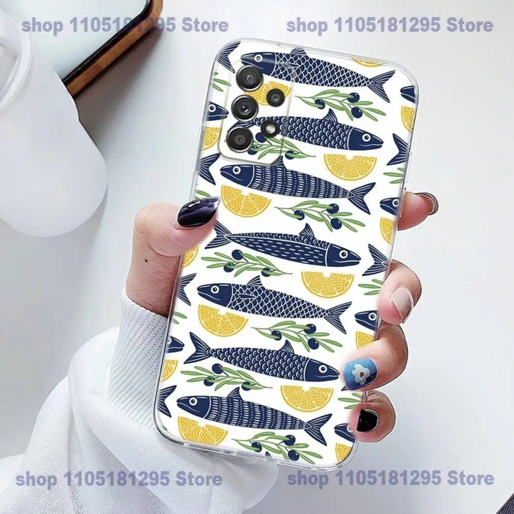حافظة هاتف Sardines المعلبة من السيليكون لهاتف Samsung S23,21,22,20 FE lite,S10,9,PIus,A70,ناعمة وشفافة