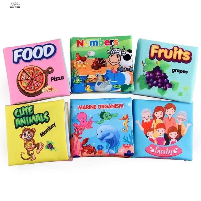 1PC Baby Cloth Book Kids Infant Early Learning Educational Animal Tails Fabric Books Develop Cognize Reading Puzzle Book Toys