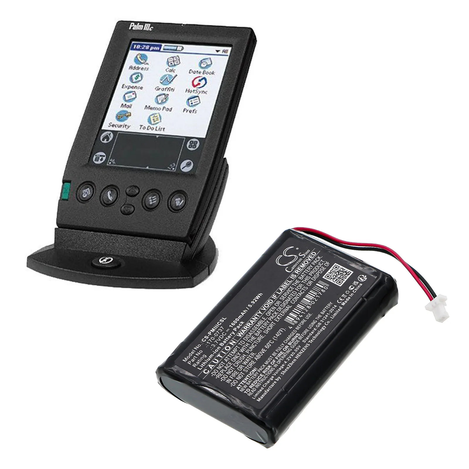 Сменная батарея CS для Palm, IBM III, IIIc, IIIe, IIIx, IIIxe, Viic, PN:170-0737, 1600 мАч / 5,92 Вт·ч
