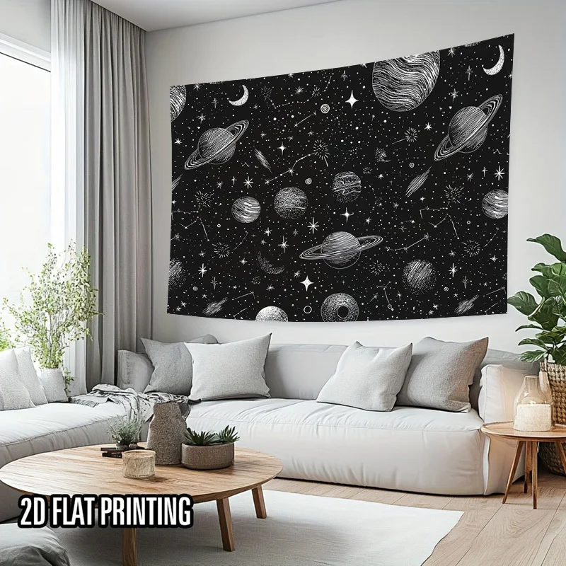 Galaxy Constellation Starry Night Space Nebula Planets Moon Wall Hanging Tapestry Decor Art