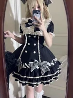 Japanese Kawaii Sweet Lolita Princess Dress Women Pink Y2k Bow Lovely Slim Dresses Female