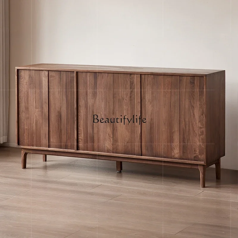 

FG26-*Solid wood dining side cabinet Nordic black walnut wall integrated locker living room multi-function
