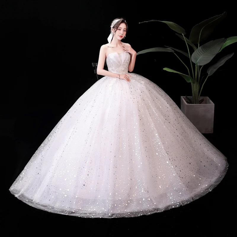 XXN-152#Strapless Wedding Dress 2026 New Bride Luxurious Dreamy Simple Slimming Fluffy Skirt Free Customization Of Large Sizes