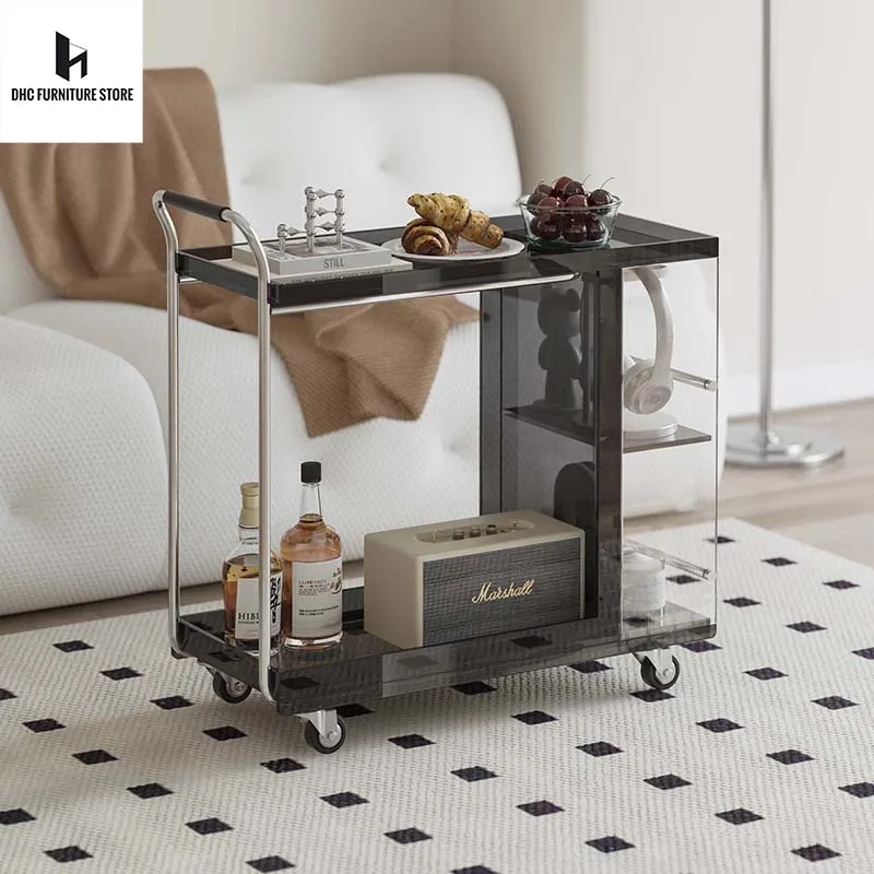 

Wheeled Dining Trolley Rolling Cart Storage Shelf Light Luxury Trolley Mobile Storage Rack with Wheel Multi-Layers Dining Car