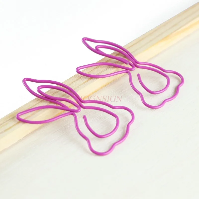 12pcs Rose Red Jade Rabbit Paper Clips Animal Cartoon Creative Paper Clips Shaping Pins