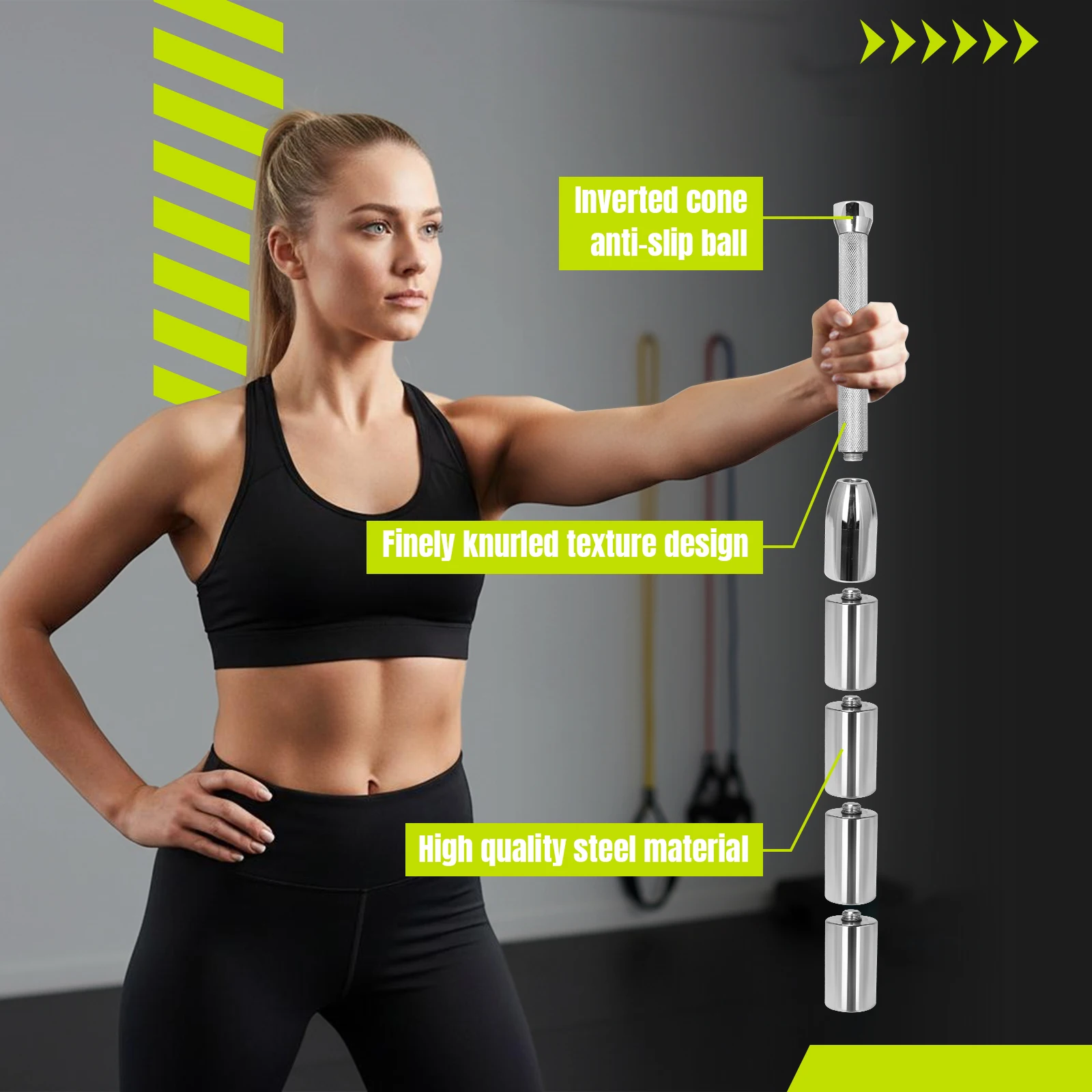 

Solid Pure Steel Barbell Multi-Purpose Indian Clubs Macebell Wear Resist for Exercise Grips & Forearms Workouts