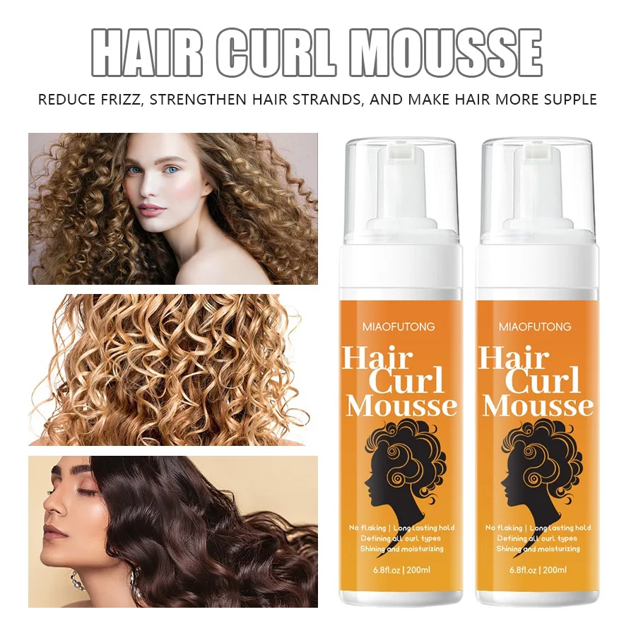 

Curl Mousse Styling Cream, Curl Defining & Fixing, Moisturizing Non-Stiff, Elastic Hair Gel