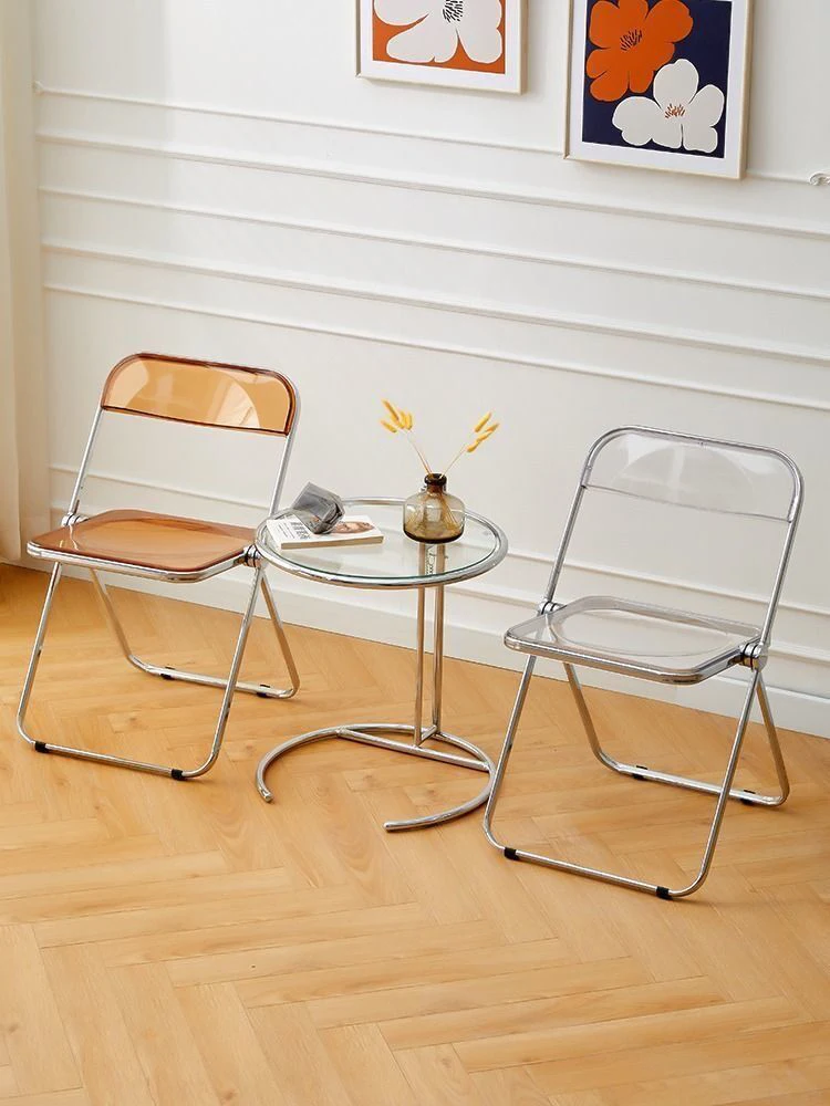 Modern Simple Acrylic Transparent Folding Chair Portable Dining Leisure Chair for Home Living Room Balcony