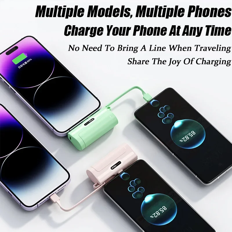 2-in-1 Mini Portable Power Bank 10000mAh External Battery Plug and Play Power Bank Type C Fast and Effective Charger for iPhone