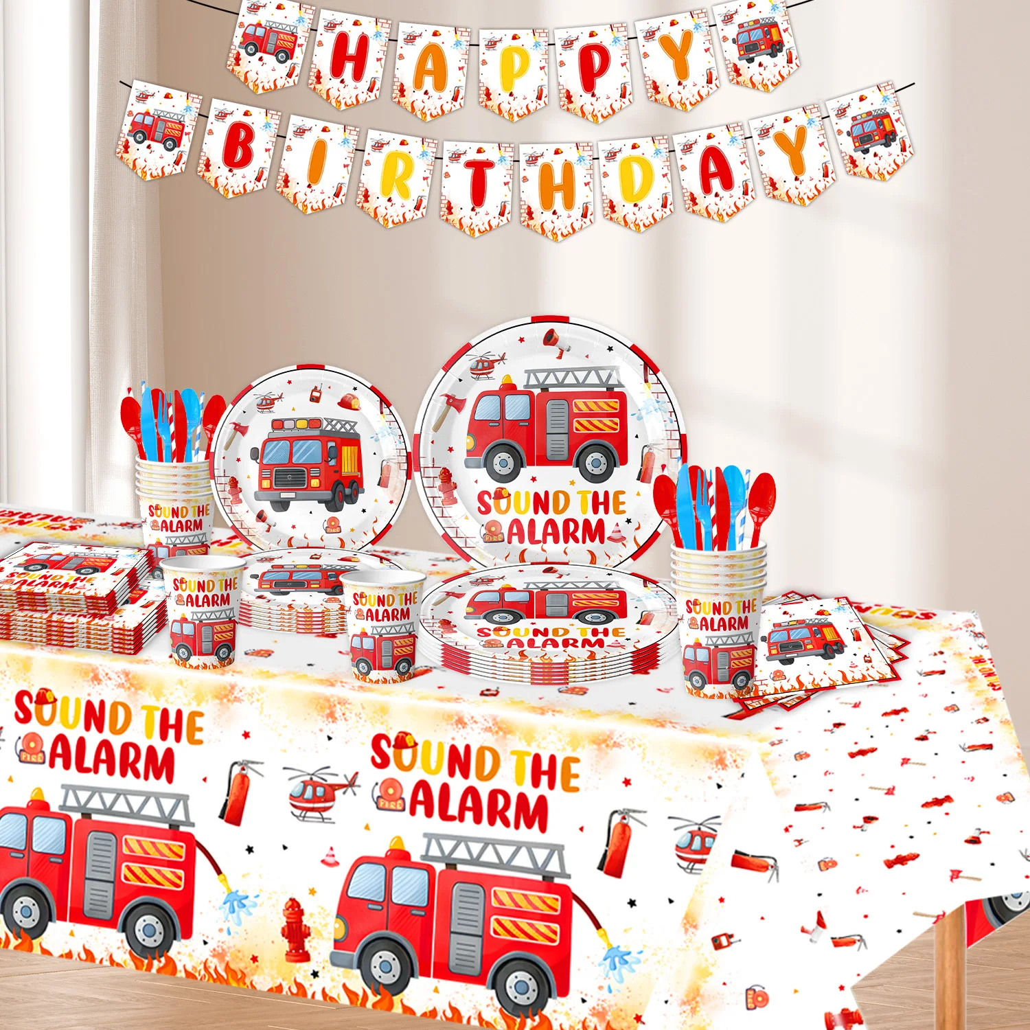 Fire Truck Birthday Party Decoration Foil Balloons Fire Engine Fire Flame Balloons Kid Boy Fireman Theme Birthday Party Supplies
