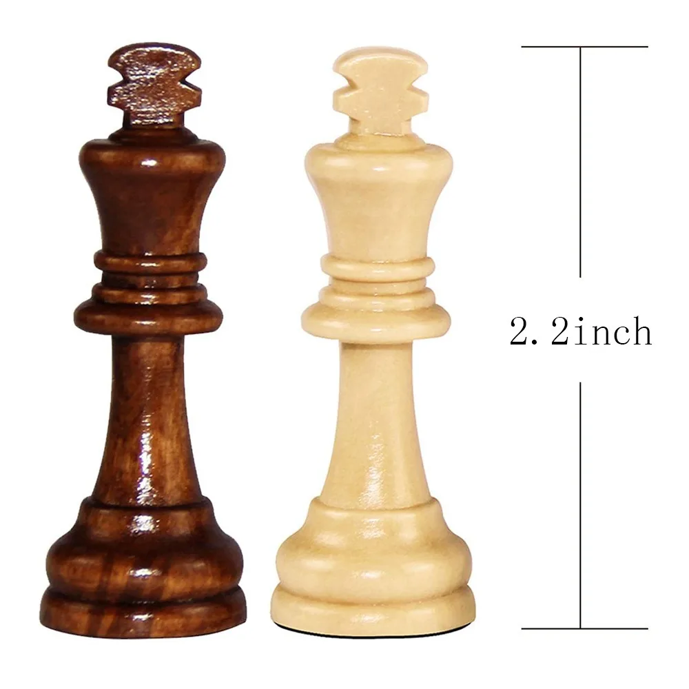 32PCS Wooden Chess Tournamen 2.2 in King Figurine Word Chess Set Standard International Staunton Pawns Chess Game Entertainment