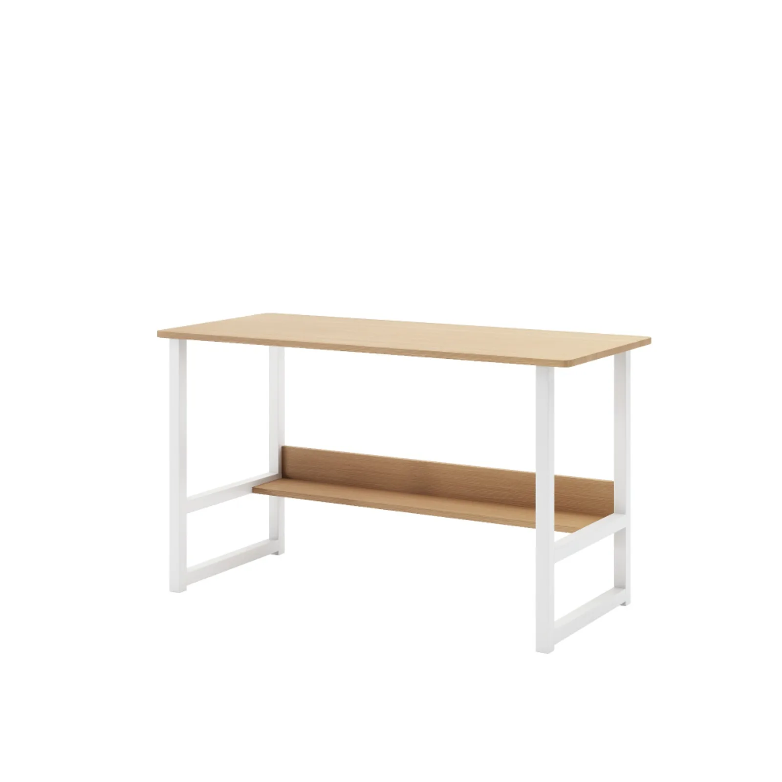 

Simple Computer Desk with Bookshelf - Modern Home Office Desk, Wood Study Desk with Storage Shelves for Students