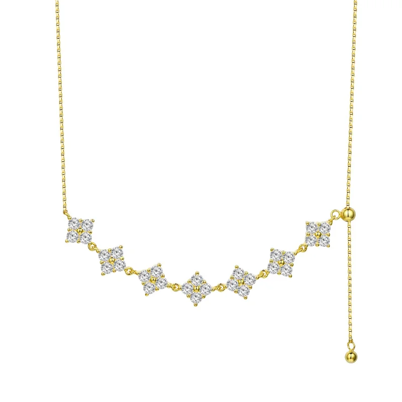 S925 Sterling Silver Moissanite Gold Colour  Pendant Accented Necklace for Women