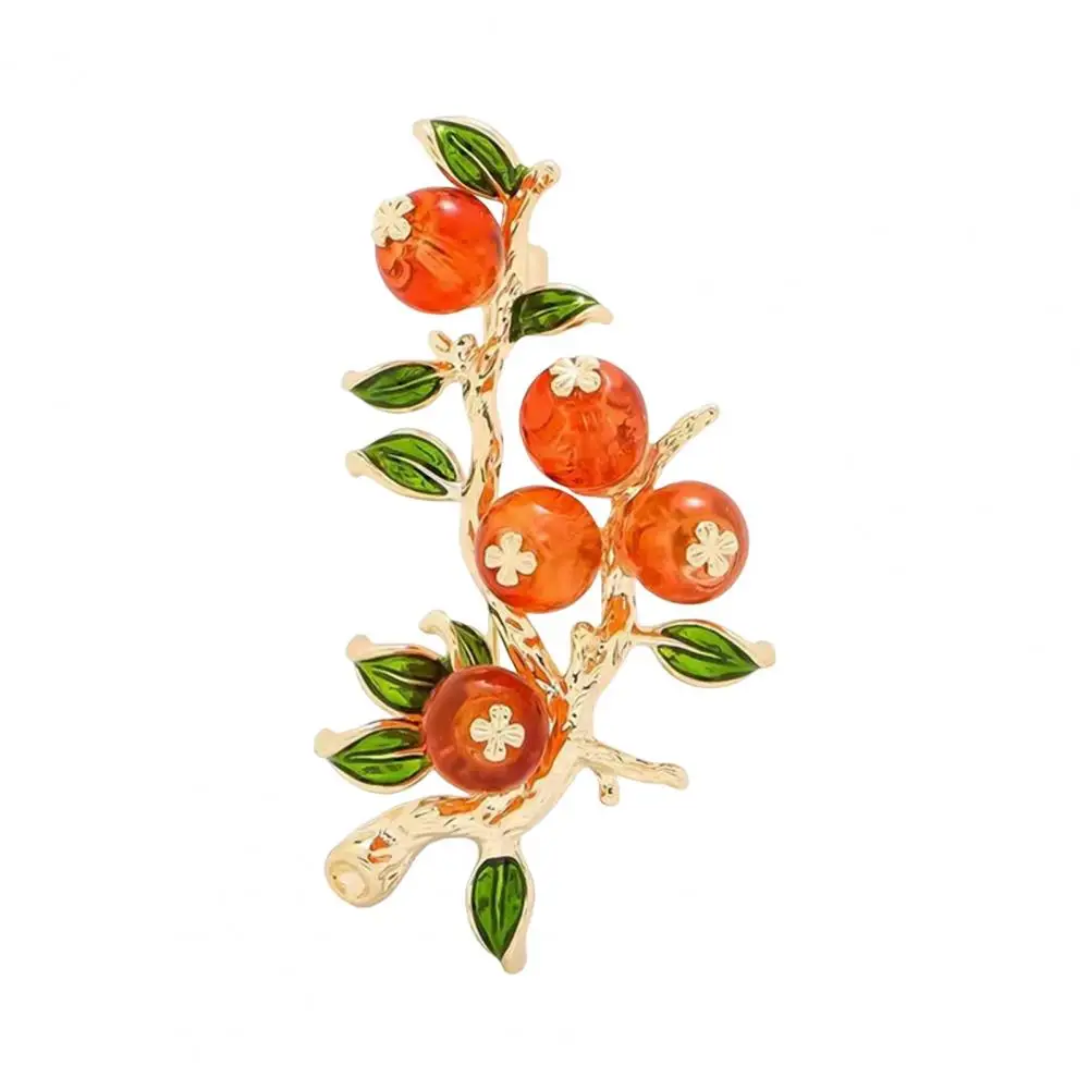 Persimmon Shape Brooch Pin Appearance Fine Craftsmanship Enamel Brooch Suit Lapel Pin Corsage Accessory