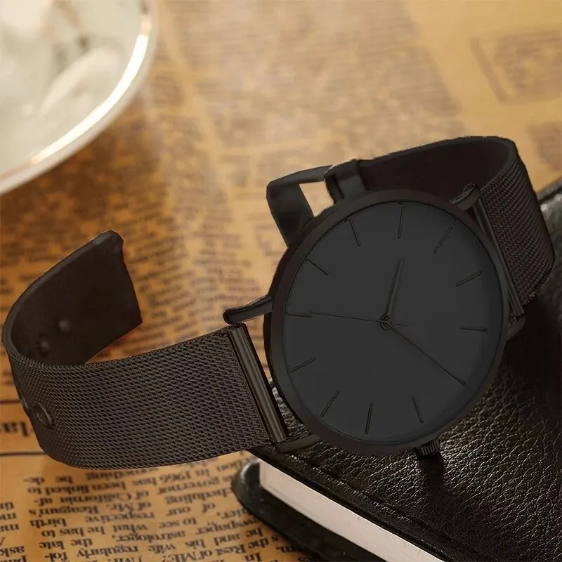 2023 Minimalist Men Fashion Ultra Thin Watches Simple Men Business Stainless Steel Mesh Belt Quartz Watch Leisure Men Watch