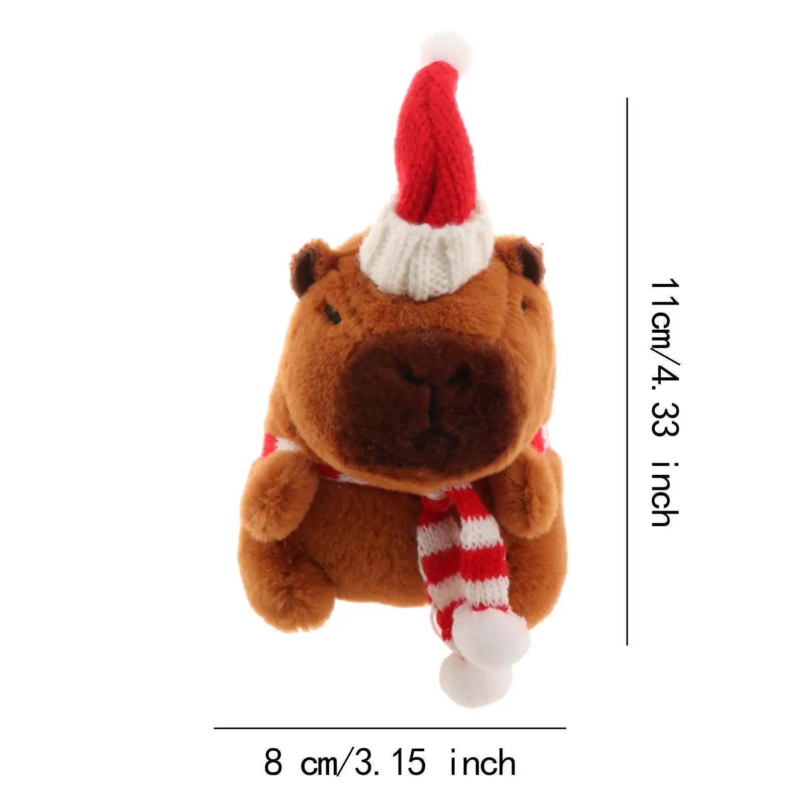 Weihnachts-Capybara-Plüsch-Schlüsselanhänger, Taschenanhänger, tragbar, realistisch, Weihnachtsgeschenk für Jungen, Mädchen, Erwachsene, Kinder, Geburtstagsgeschenke