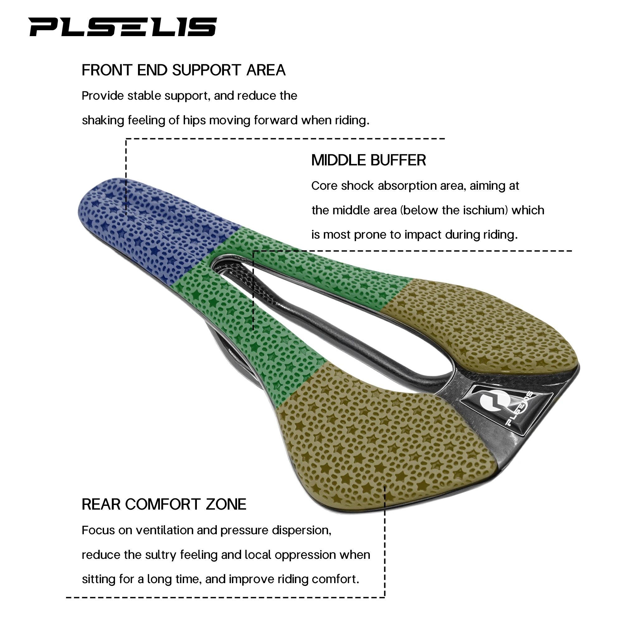 

Plselis Full Carbon Bicycle Saddle Lightweight 170g Shock Absorption Ergonomic Design Bike Seat Cushion for Comfortable Riding