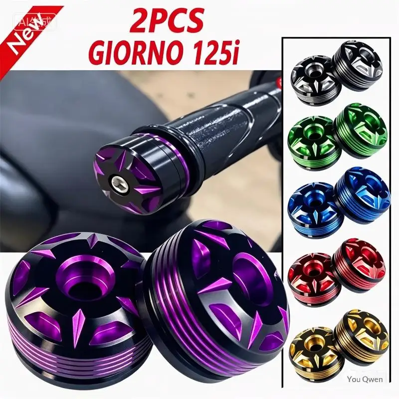 2PCS Giorno125 Motorcycle Handlebar Plugs CNC Aluminum Alloy Anti-Scratch Heavy Duty Motorbike Modification Accessories