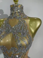 STOCK Diamonds Mesh Sexy See Through Cocktail Mini Dress Women Eveing Luxury Birthday Party Singer Nightclub Show Stage Costume - Image 5