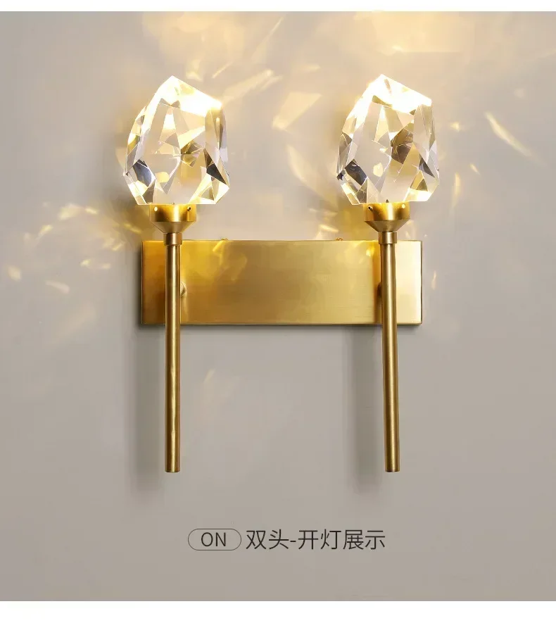 Luxury Crystal Gold Wall Lamp LED Sconce For Bedroom Living Room Hotel Hallway Decoration