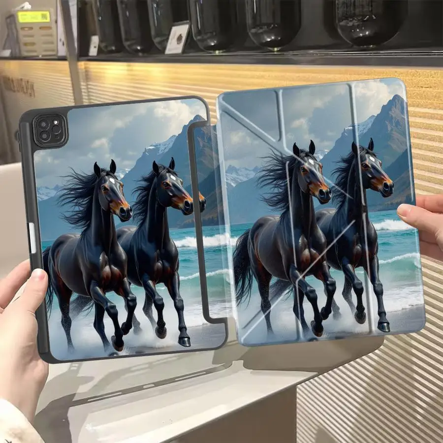 

Horses Running In Ocean Holder Cover Tablet Case For iPad Mini 6 7 Pro 2025 Air 4 5 M3 M2 1 2 M4 11inch Pro 11th 10th 9th 8th