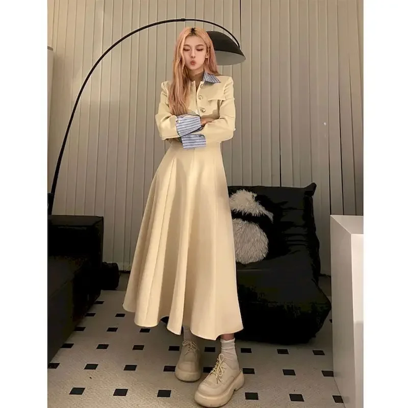 Lnsozkdg High Quality Spring Long Skirt Blazer Sets Outfits Female Formal Business Korean Womens Office Ladies Work Jacket Suit