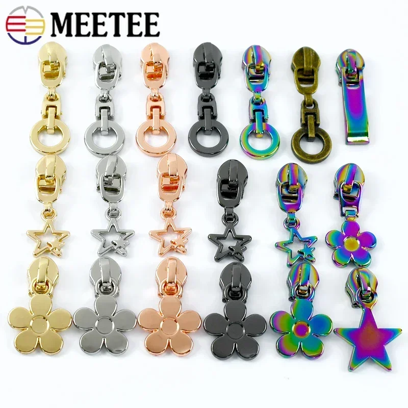 10/20/30 sztuk 5 #   Meetee Zipper Puller Slider for Zippers Bag Coat Nylon Zip Closure Purse Zippers Pull Head Naprawa Akcesoria do szycia