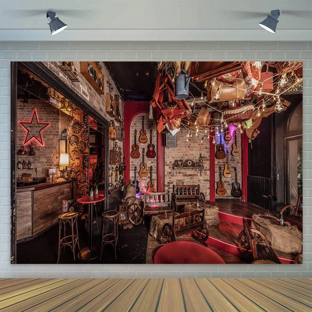 

Music Bar Backdrop Medieval Western Tavern Restaurant Vintage Photography Background Wild West Cowboy Theme Party Decoration