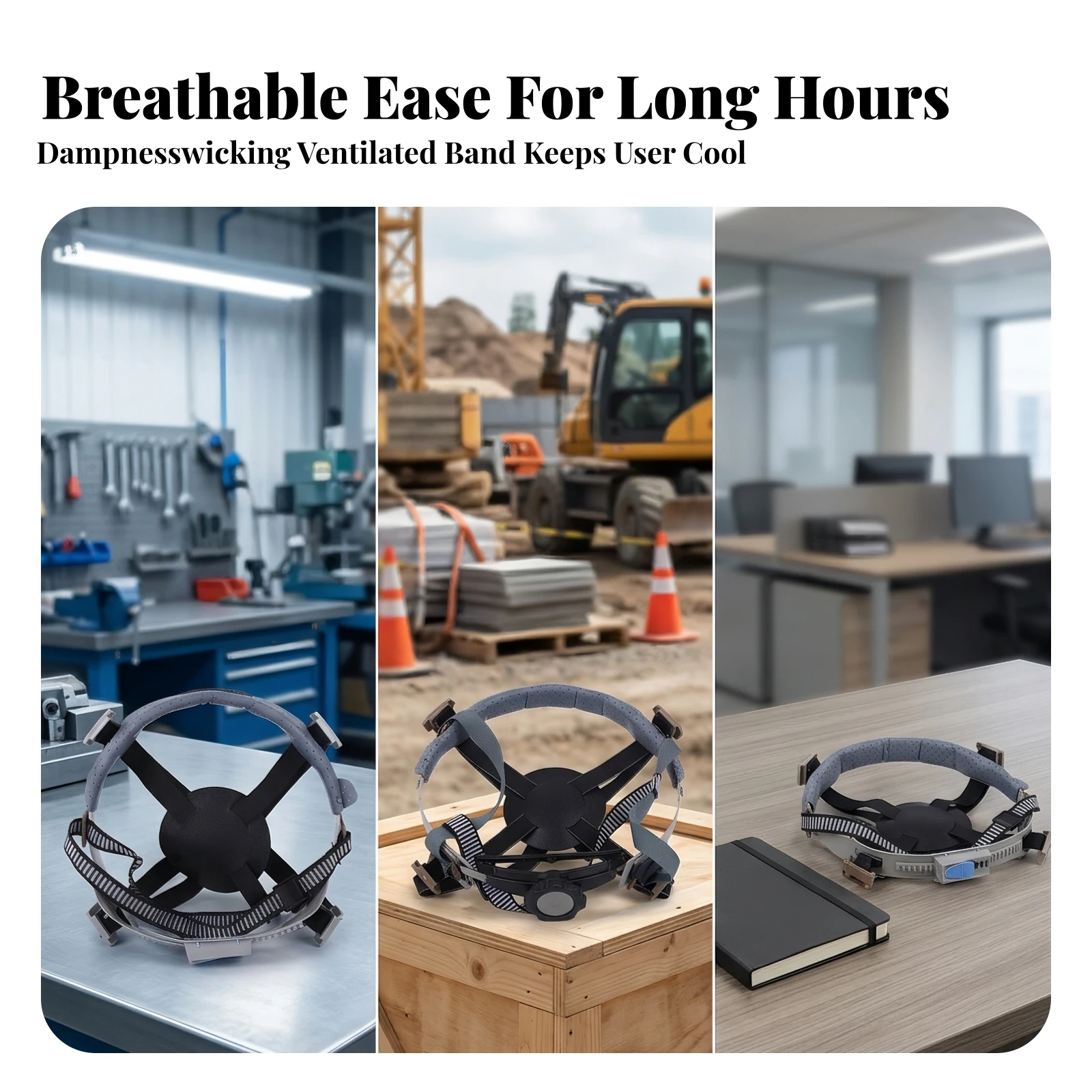Helmet Support System Liner with 4-Point Strapping Adjustable Hard Hat Support System with 4-Point Attachment Gear Padded