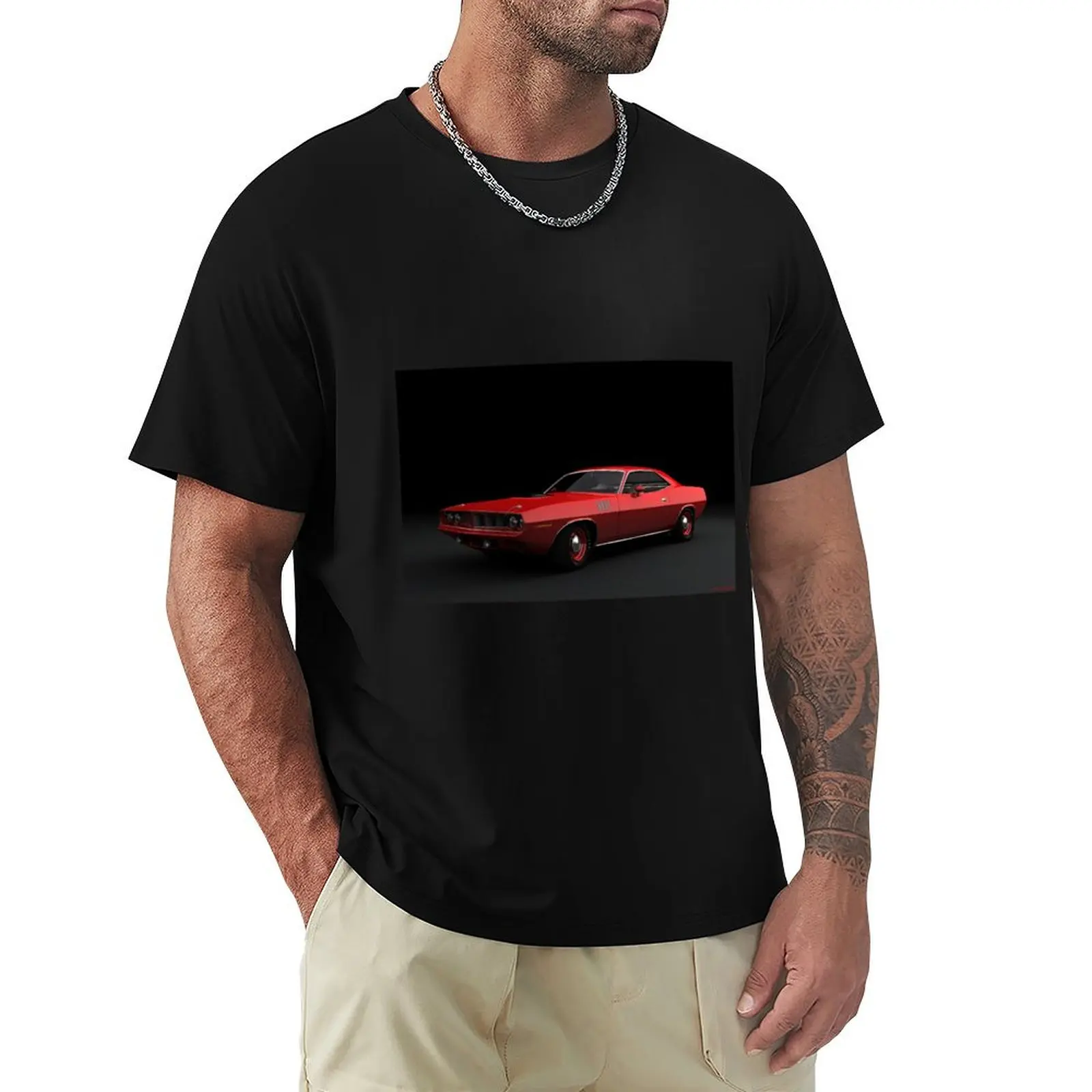 

1971 Plymouth 'cuda - Rallye Red T-Shirt cotton man t-shirts graphics summer top slim fit t shirts for men