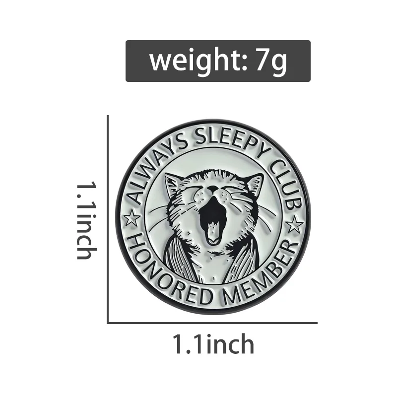 دائما النوم نادي المينا دبابيس الكرتون لطيف القط يون دبابيس التلبيب شارات ريترو وقح مجوهرات بأشكال حيوانات هدية للأطفال الأصدقاء