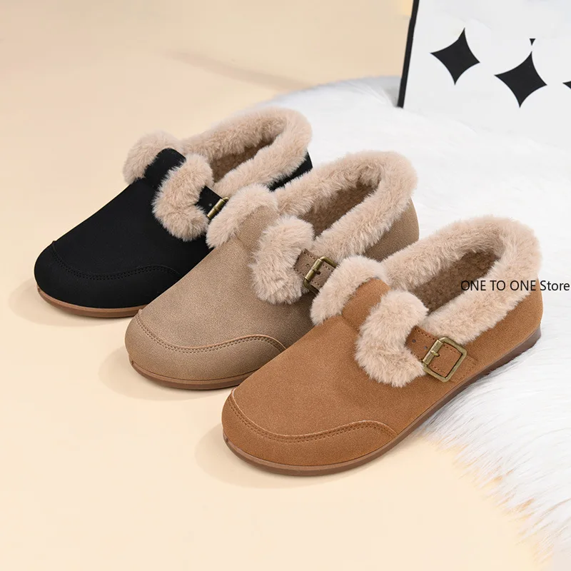 

2026 New Winter Flat Shoes Women's Snow Boots Plush Warm Winter Thick Fashion Women's Boots Wholesale Hot Sale Mary Jane Shoes