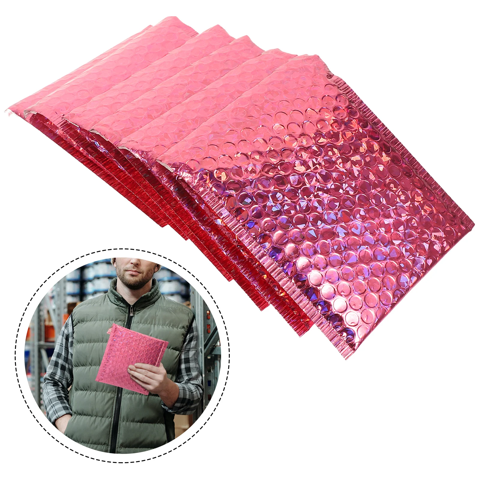 

20PCS 15x13cm Rose Gold Self Adhesive Bubble Mailers Waterproof Mailing Bags for Small Business Shipping Gifts Packaging Files