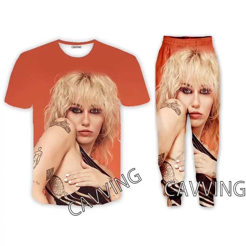 Miley Cyrus  3D Print Casual T-shirt + Pants Jogging Pants Trousers Suit Clothes Women/ Men's  Sets Suit Clothes