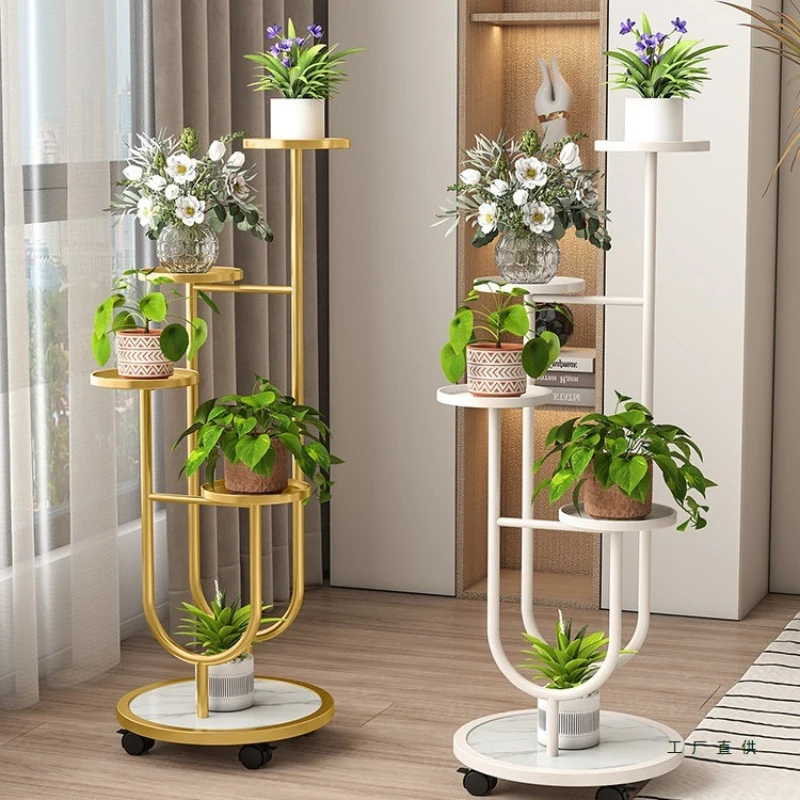 

Flower rack living room ceiling movable shelf balcony dill multi-layer flower pot