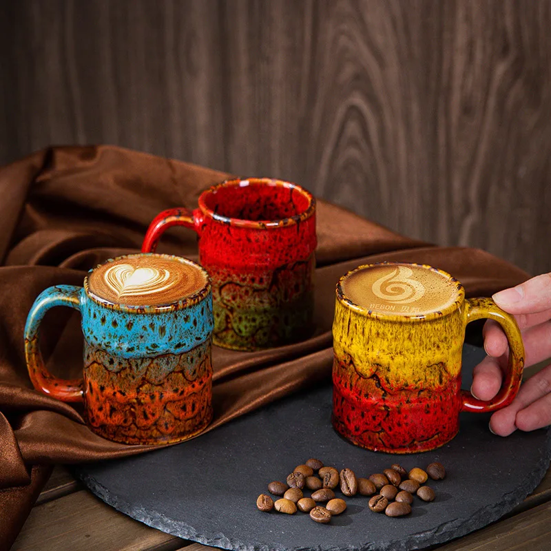 Keramiktasse mit kristalliner Glasur, Espressotasse, kleine zylindrische Form, Master-Teetasse mit natürlichem Element-Design