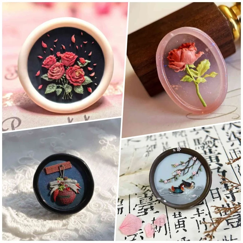 Children'S Diy Toys Fire Seal Seal Head Embossed Rose Whale Rhyme Dream Spirit Blank Movie Tickets And Other Patterns Brass Head