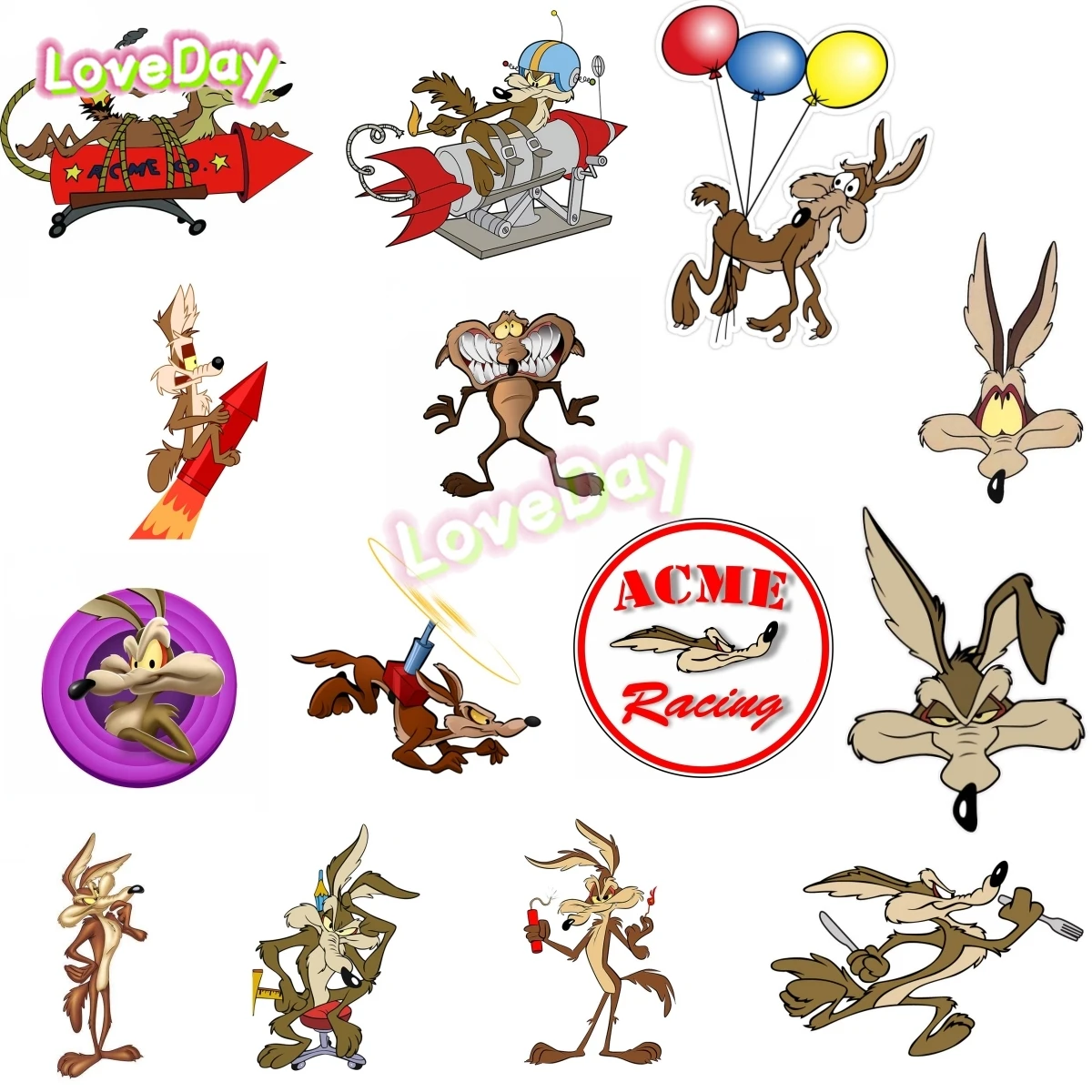 

Acme Racing WILE E. COYOTE Cartoon Car Sticker Funny Hot Rod Vintage Racing Sticker Vinyl Waterproof Accessory Auto Moto Decal