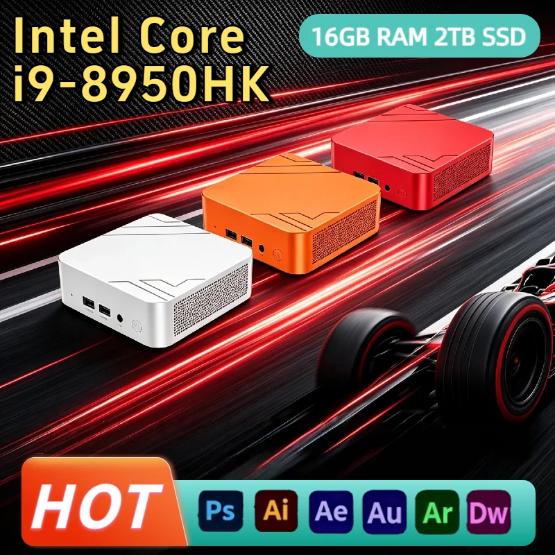 Intel Core i9 8950HK Mini PC 16GB RAM 2TB NVMe SSD Triple 4K Display WiFi6 High Performance Office Home Small Computer Pro