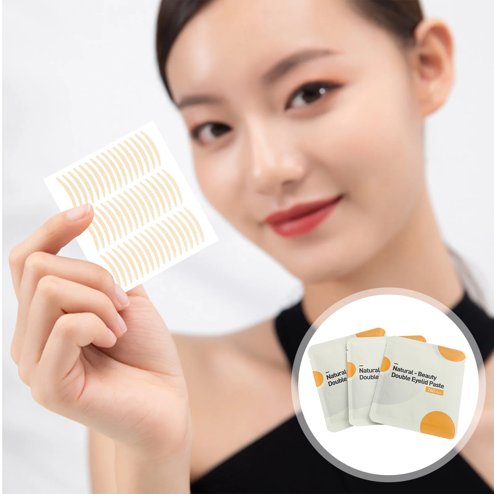 3 ชุดสติกเกอร์ตาสองชั้นที่มองไม่เห็นเทปเส้นใย Curvy แถบเครื่องมือแต่งหน้า Eye Professional Beauty Salon Home Use