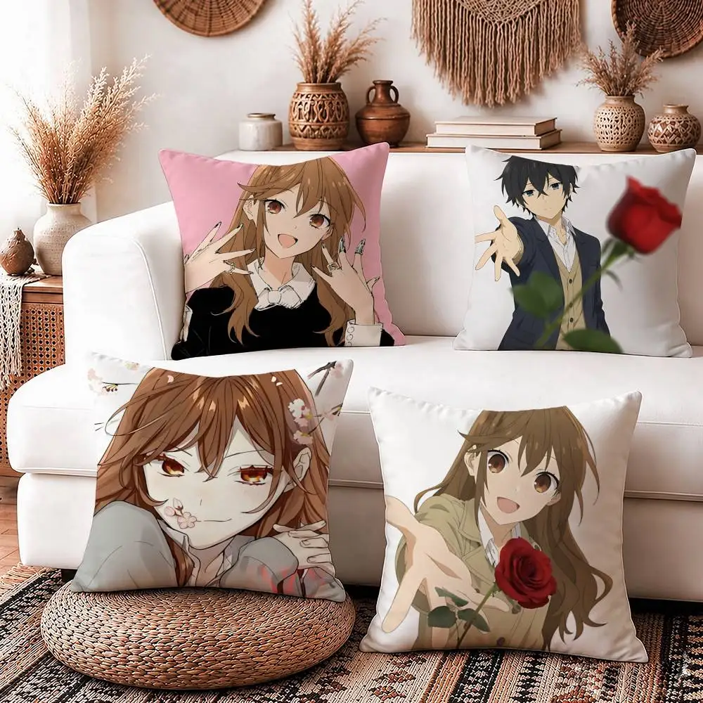 Hori-Horimiya Romantic Anime Square Sofa Pillow Cover Solid Color Living Room Home Decor Cushion Case