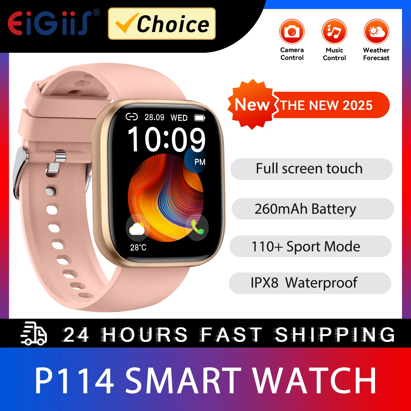 

EIGIIS 2025 Smart Watches Men Women 1.85" HD Full Touch Screen Outdoor Sport Watch Fitness Tracker with Heart Rate Sleep Monitor