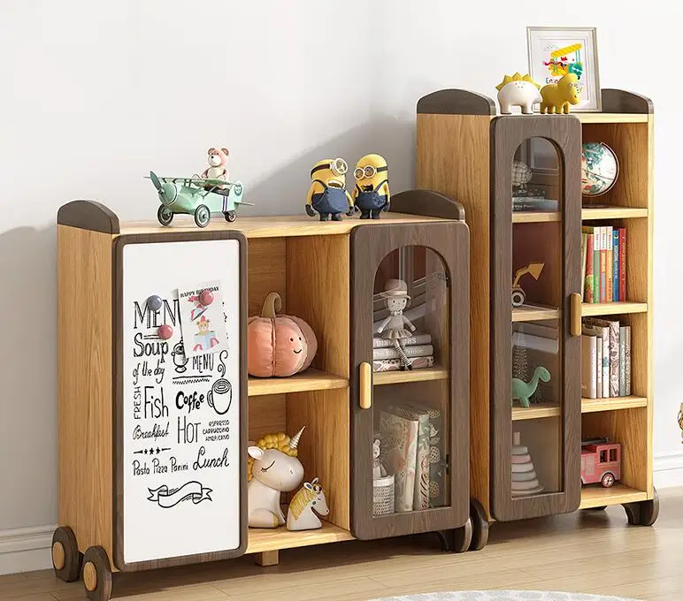 Children's combined bookcase simple solid wood multi-layer board environmental protection cartoon storage cabinet pupil bookcase