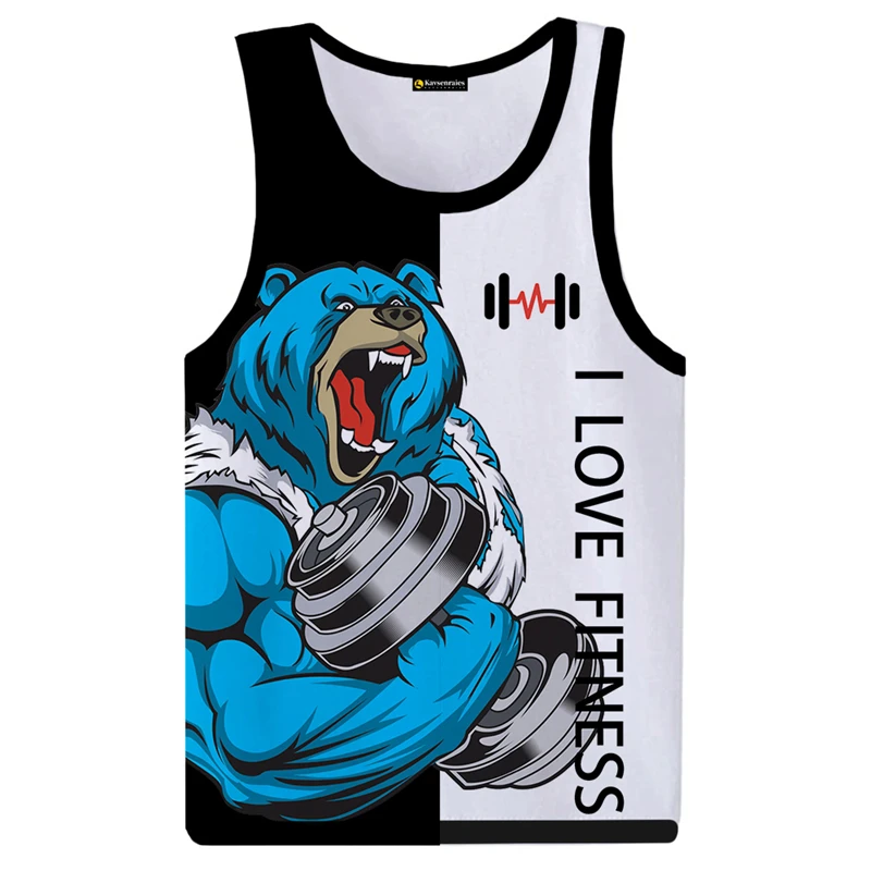3D Print Cool Animal Boxer Gym T-shirt Man Summer Casual Sleeveless T-shirt Street Fashion Personality Harajuku Men Tank Top